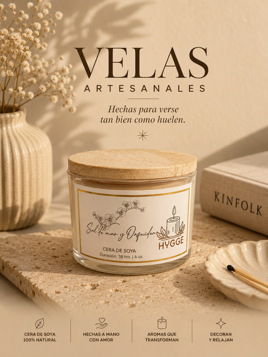 Vela Sal de mar y orquidea