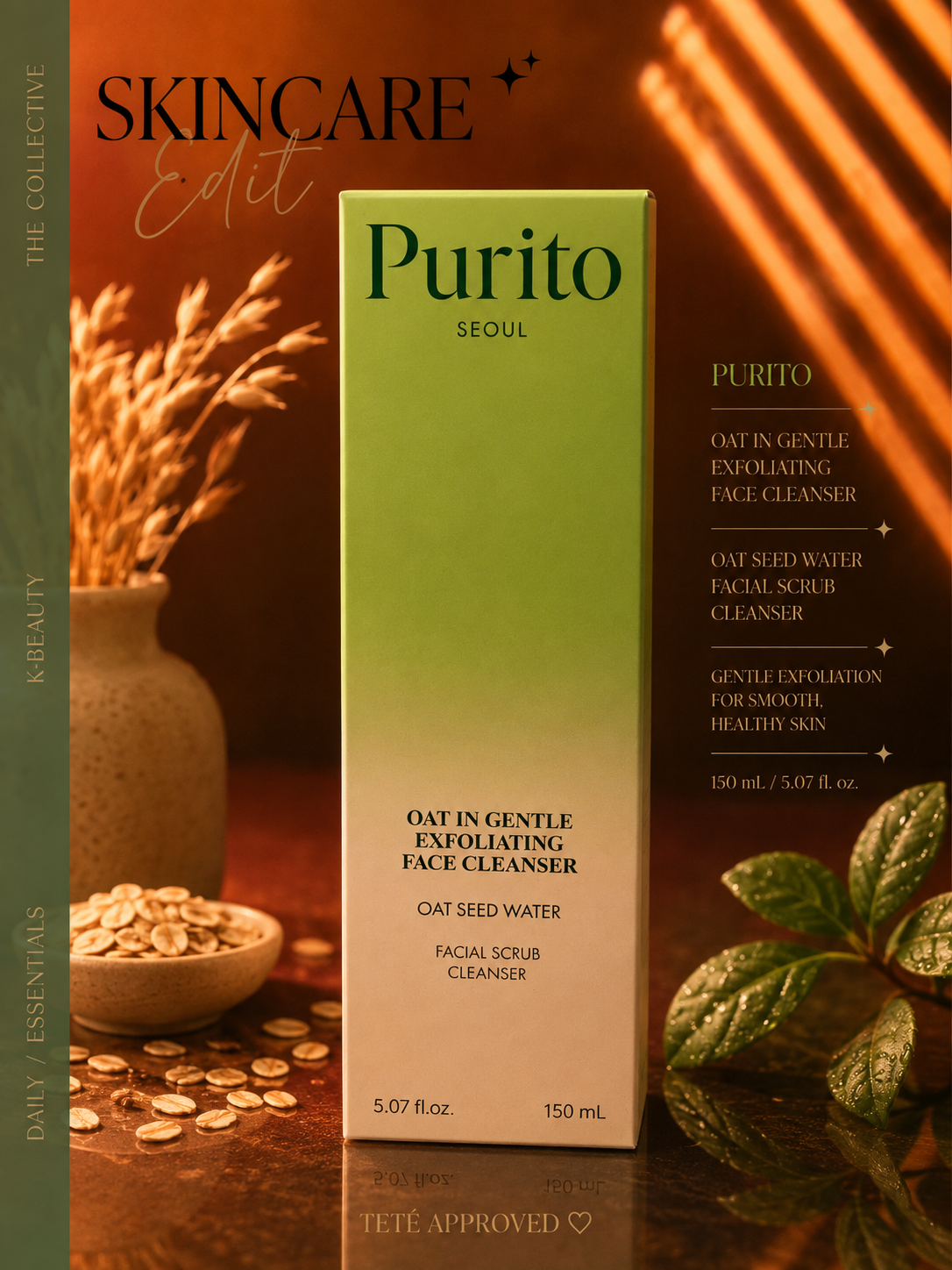 Oat in gentle exfoliating face cleansing